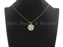 Load image into Gallery viewer, Colorful Enamel Round Particle On Gold Round Coin Pendant, 23x25mm,Sku#F1041C