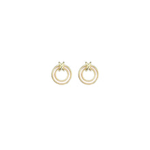 Load image into Gallery viewer, Gold White Mother of Pearl Circle With Knot Stud Earrings, S