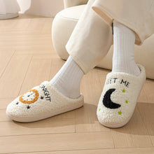 Load image into Gallery viewer, Women's Moon &amp; Clock Print Plush Slippers | Warm Anti-Slip Floor Bedroom House Shoes