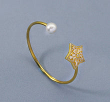 Load image into Gallery viewer, CZ Star Pearl Cuff Bracelet, Sku#B206