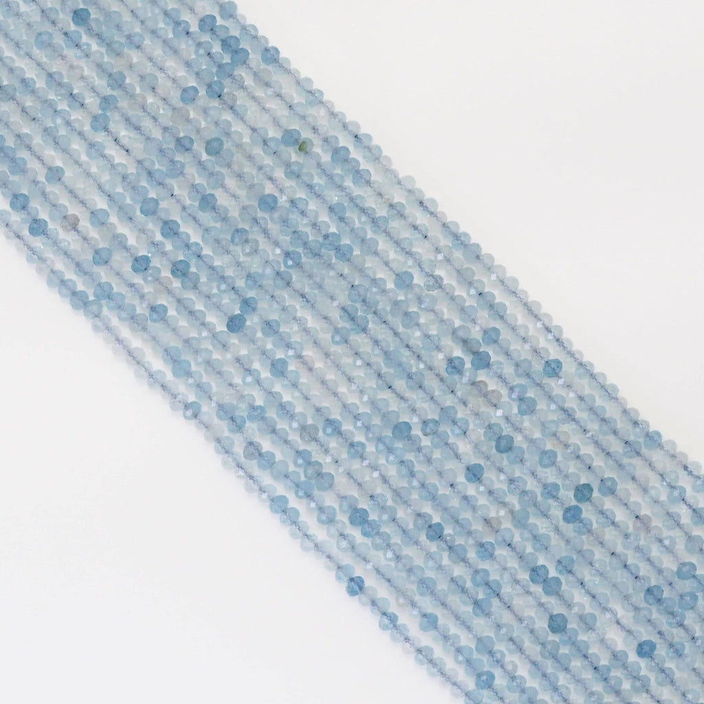 Genuine Aquamarine Faceted Rondelle beads, Sku#U1696