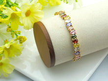 Load image into Gallery viewer, Colorful CZ Cuff Bracelet, Sku#X29