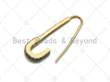 Load image into Gallery viewer, CZ Micro Pave Gold Safety pin earrings, sku#F1162