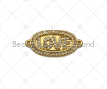 Load image into Gallery viewer, LOVE Connector/Link, Oval Shape Connector, Cz Pave Bracelet Necklace Connector in Gold Finish, 10x22mm,sku#LK95