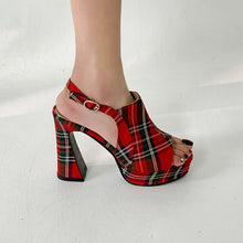 Load image into Gallery viewer, Women's Peep Toe Platform Heels - Thick Sole High Heel Sandals with Buckle Closure