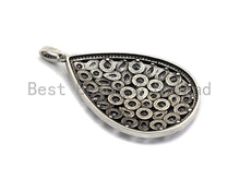 Load image into Gallery viewer, CZ Micro Pave Teardrop Pendant, Antique Silver Tone, Cubic Zirconia Pave Big Teardrop Charm Pendant, 36x55mm,sku#F1007