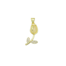 Load image into Gallery viewer, Gold Clear CZ Tulip Charm Pendant, Sku#LK976