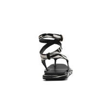 Load image into Gallery viewer, Women's Zebra Print Flat Sandals | Handmade Calf Hair Leather Thong Ankle Strap
