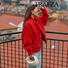 Load image into Gallery viewer, Womens Fashionable Round-Neck Solid-Color Wool Coat