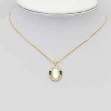 Load image into Gallery viewer, Green CZ Mother of Pearl Oval Charm, Sku#LX304
