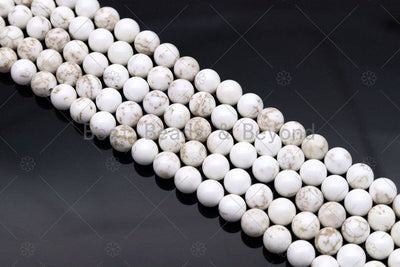 Natural White Howlite with Light Vein Round Smooth beads, sku#U1179