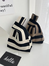 Load image into Gallery viewer, Women's Knit Tote Bag - Urban Minimalist Striped Handbag with Multiple Pockets