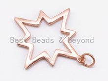 Load image into Gallery viewer, CZ Micro Pave Hollow out North Star Pendant, Cubic Zirconia Pendant, 34x31mm, sku#F217