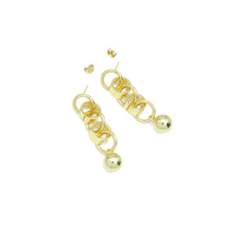 Load image into Gallery viewer, Shiny Gold Link Chain Ball Dangle Earrings, Sku#A275