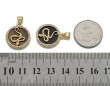 Load image into Gallery viewer, Gold CZ Snake On Round Coin Gemstone Charm, Sku#LX114