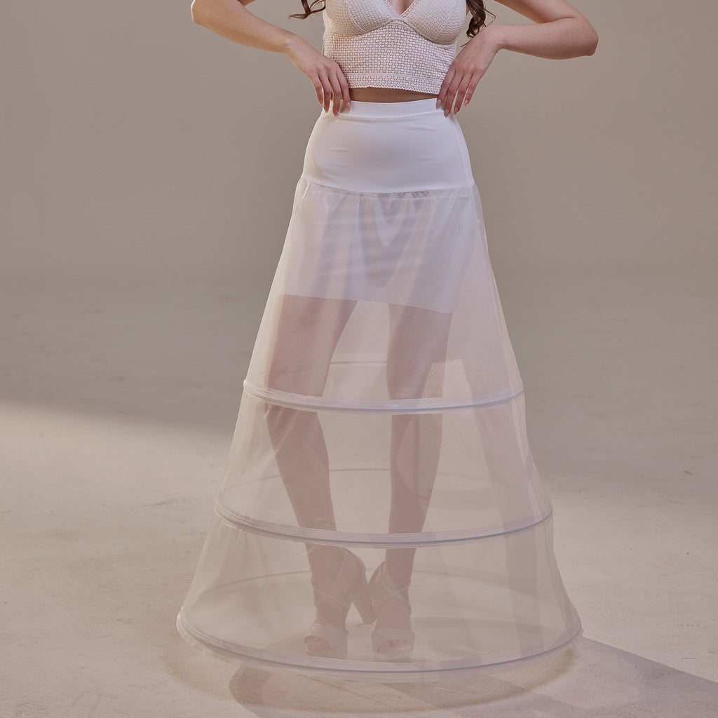 A-Line Wedding Dress Crinoline Skirt , 3 Hoops & Waist Corsage