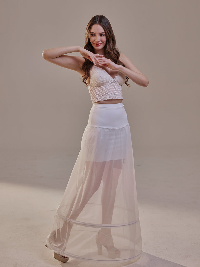 A-Line Wedding Dress Petticoat , Two Hoops Underskirt with Waist Corsage