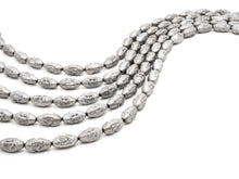 Load image into Gallery viewer, Natural Hematite Matt Silver Long Oval Beads, Old Man Head Carved, Oval Metallic Gemstone Beads, 8'' Full Strand, Sku#W52