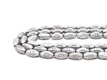 Load image into Gallery viewer, Natural Hematite Matt Silver Long Oval Beads, Old Man Head Carved, Oval Metallic Gemstone Beads, 8'' Full Strand, Sku#W52