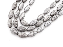 Load image into Gallery viewer, Natural Hematite Matt Silver Long Oval Beads, Old Man Head Carved, Oval Metallic Gemstone Beads, 8'' Full Strand, Sku#W52