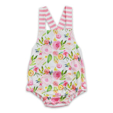 Load image into Gallery viewer, Pink stripe floral baby girls spring summer romper