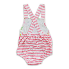 Load image into Gallery viewer, Pink stripe floral baby girls spring summer romper