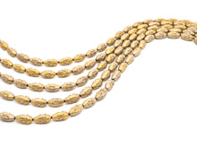 Load image into Gallery viewer, Natural Hematite Matt Gold Long Oval Shaped Beads, Old Man Head Carved, Metallic Gold Gemstone Beads, 8x16mm,8'' Full Strand, Sku#W54