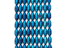 Load image into Gallery viewer, Natural Hematite Matt Blue Long Oval Beads, Old Man Head Carved, Oval Metallic Blue Gemstone Beads, 8x16mm,8'' Full Strand, Sku#W59