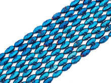 Load image into Gallery viewer, Natural Hematite Matt Blue Long Oval Beads, Old Man Head Carved, Oval Metallic Blue Gemstone Beads, 8x16mm,8'' Full Strand, Sku#W59