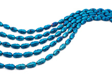 Load image into Gallery viewer, Natural Hematite Matt Blue Long Oval Beads, Old Man Head Carved, Oval Metallic Blue Gemstone Beads, 8x16mm,8'' Full Strand, Sku#W59