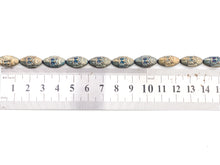 Load image into Gallery viewer, Natural Hematite Matt Light Blue Long Oval Beads,Old Man Head Carved, Oval Metallic Gemstone Beads 8x16mm , 8'' Full Strand, Sku#W57