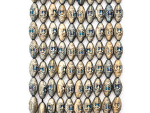 Load image into Gallery viewer, Natural Hematite Matt Light Blue Long Oval Beads,Old Man Head Carved, Oval Metallic Gemstone Beads 8x16mm , 8'' Full Strand, Sku#W57