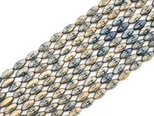 Load image into Gallery viewer, Natural Hematite Matt Light Blue Long Oval Beads,Old Man Head Carved, Oval Metallic Gemstone Beads 8x16mm , 8'' Full Strand, Sku#W57