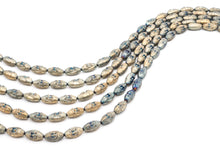 Load image into Gallery viewer, Natural Hematite Matt Light Blue Long Oval Beads,Old Man Head Carved, Oval Metallic Gemstone Beads 8x16mm , 8'' Full Strand, Sku#W57
