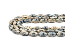 Load image into Gallery viewer, Natural Hematite Matt Light Blue Long Oval Beads,Old Man Head Carved, Oval Metallic Gemstone Beads 8x16mm , 8'' Full Strand, Sku#W57
