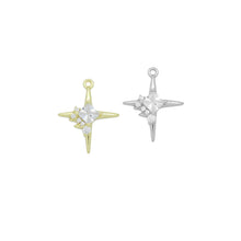 Load image into Gallery viewer, Gold Silver Clear CZ North Star Charm, Sku#A193