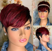 Load image into Gallery viewer, WIGERA  Highlight Synthetic Wigs Short Straight  Pixie Cut Hair Bob Wig Honey Gold Mix Black  Hair For Woman