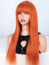 Load image into Gallery viewer, Dirty Pink Straight Human Hair Wig with Bangs | Full Machine Made Brazilian Remy for Women (Wear &amp; Go)
