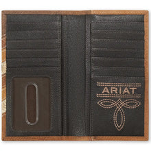 Load image into Gallery viewer, Ariat Chevron Patchwork Hair-On Leather (Brown/Tan) - Men's Rodeo Wallet