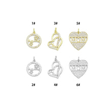 Load image into Gallery viewer, Clear CZ Gold Silver Round Heart Mother Day Charm Pendant,Sku#A498