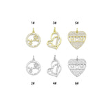 Clear CZ Gold Silver Round Heart Mother Day Charm Pendant,Sku#A498