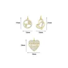 Load image into Gallery viewer, Clear CZ Gold Silver Round Heart Mother Day Charm Pendant,Sku#A498