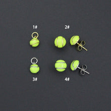 Load image into Gallery viewer, Gold Silver Tennis Ball Stud earrings, Sporty Tennis Ball Charms, Sku#A521