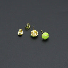 Load image into Gallery viewer, Gold Silver Tennis Ball Stud earrings, Sporty Tennis Ball Charms, Sku#A521