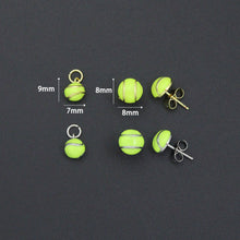 Load image into Gallery viewer, Gold Silver Tennis Ball Stud earrings, Sporty Tennis Ball Charms, Sku#A521
