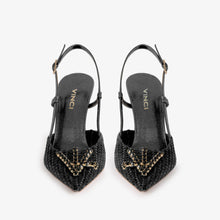 Load image into Gallery viewer, The Luna Black Leather Slingback Women Sandal