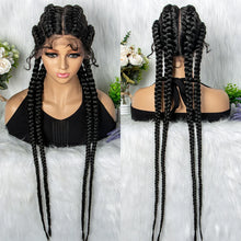 Load image into Gallery viewer, 32" Full Lace Four Braid Box Braids Wig | Kanekalon Synthetic Braided Wig for Black Women