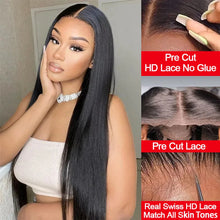 Load image into Gallery viewer, Pre Cut No Glue Bone Straight Glueless Wigs Human Hair For Women Brazilian Glueless Wig Human Hair Ready To Wear Preplucked 200%