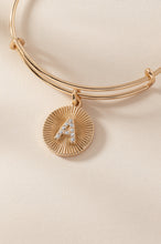 Load image into Gallery viewer, Initial A Pave Starburst Texture Bangle