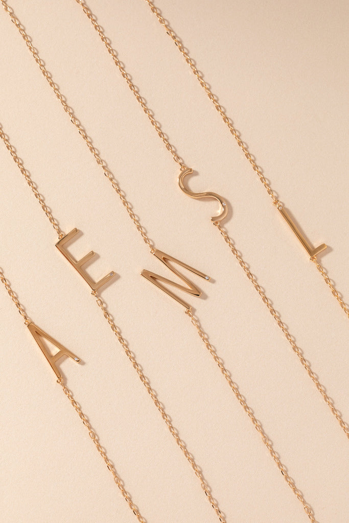 Initial M Precious Elongated Necklace
